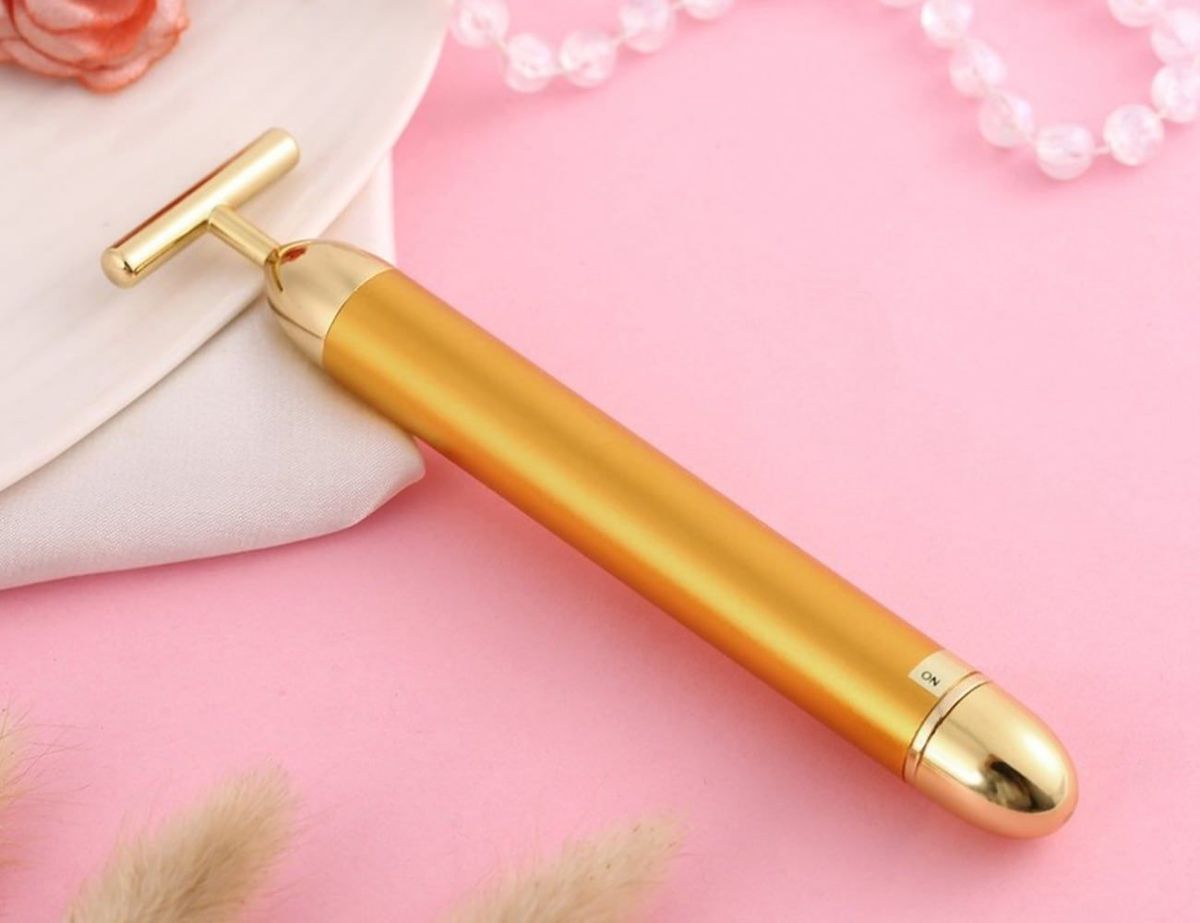 24K T-Shape Electric Gold Vibrating Face Massager