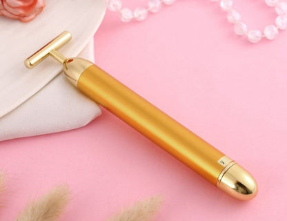 24K T-Shape Electric Gold Vibrating Face Massager