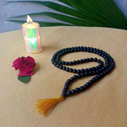 Original Karungali Mala 8mm 108 Beads (Yellow Thread)