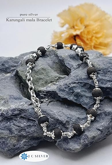Original SIlver Karungali Bracelet + Free Tulsi Mala worth ₹200