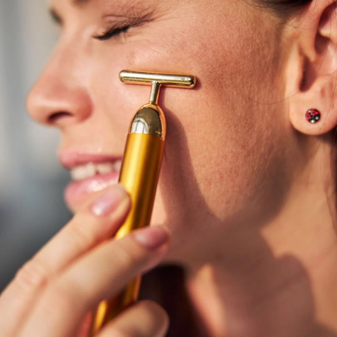 24K T-Shape Electric Gold Vibrating Face Massager